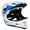 Marque Casque BMX/DH Kiddi Moto® IKON Jaune/Bleu/Blanc -Pièces BMX Race Soldes casque velo bmx integral ikon jaune bleu blanc avec mentonniere detachable taille 48 52cm vendu en boite conforme en078