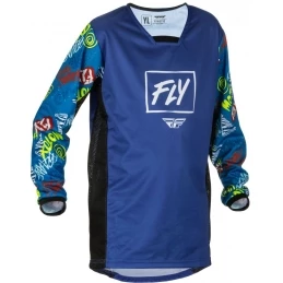 Marque Maillot Fly® Kinetic Rebel KID - Bleu -Pièces BMX Race Soldes maillot fly kinetic rebel bleu
